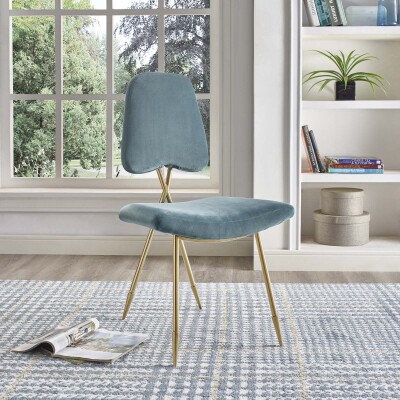 EEI-2811-SEA Ponder Upholstered Velvet Dining Side Chair Sea Blue