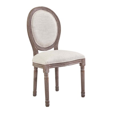 EEI-2821-BEI Emanate Vintage French Upholstered Fabric Dining Side Chair Beige