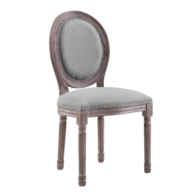 EEI-2821-LGR Emanate Vintage French Upholstered Fabric Dining Side Chair Light Gray