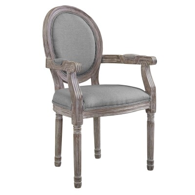 EEI-2823-LGR Emanate Vintage French Upholstered Fabric Dining Armchair Light Gray