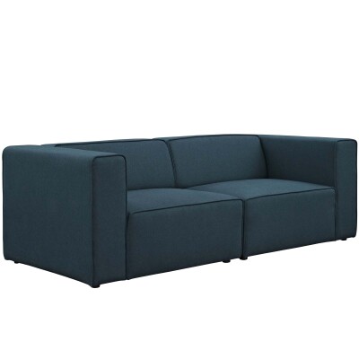 EEI-2825-BLU Mingle 2 Piece Upholstered Fabric Sectional Sofa Set Blue