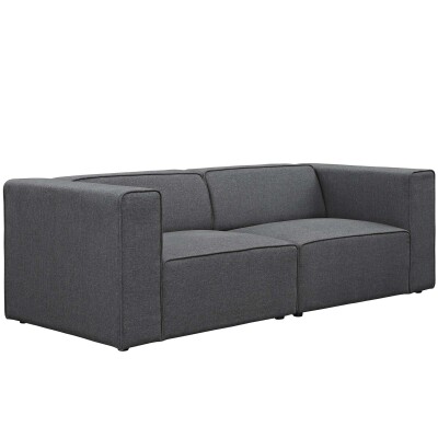 EEI-2825-GRY Mingle 2 Piece Upholstered Fabric Sectional Sofa Set Gray