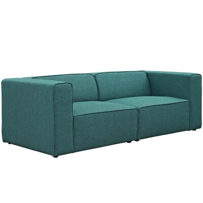 EEI-2825-TEA Mingle 2 Piece Upholstered Fabric Sectional Sofa Set Teal