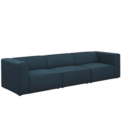 EEI-2827-BLU Mingle 3 Piece Upholstered Fabric Sectional Sofa Set Blue