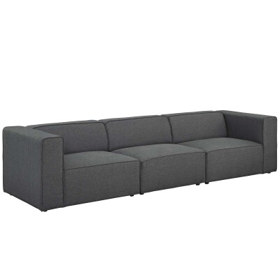 EEI-2827-GRY Mingle 3 Piece Upholstered Fabric Sectional Sofa Set Gray