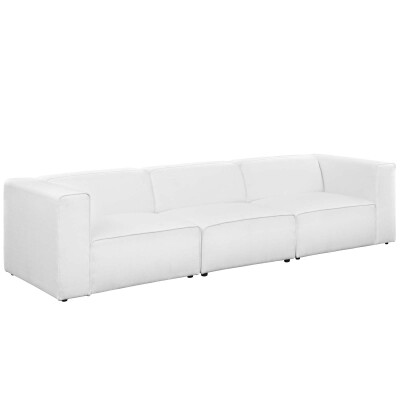 EEI-2827-WHI Mingle 3 Piece Upholstered Fabric Sectional Sofa Set White