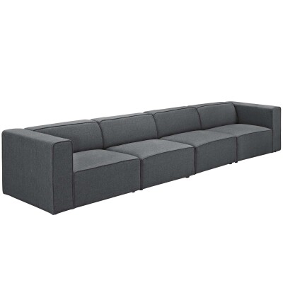 EEI-2829-GRY Mingle 4 Piece Upholstered Fabric Sectional Sofa Set Gray
