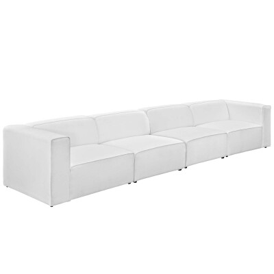 EEI-2829-WHI Mingle 4 Piece Upholstered Fabric Sectional Sofa Set White