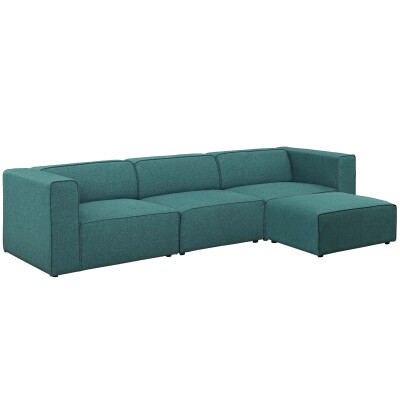 EEI-2831-TEA Mingle 4 Piece Upholstered Fabric Sectional Sofa Set Teal