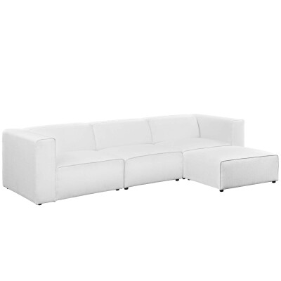 EEI-2831-WHI Mingle 4 Piece Upholstered Fabric Sectional Sofa Set White