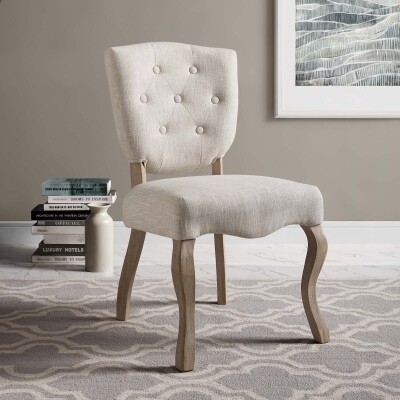 EEI-2878-BEI Array Vintage French Upholstered Dining Side Chair Beige