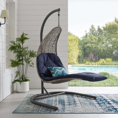 EEI-2952-LGR-NAV Landscape Hanging Chaise Lounge Outdoor Patio Swing Chair