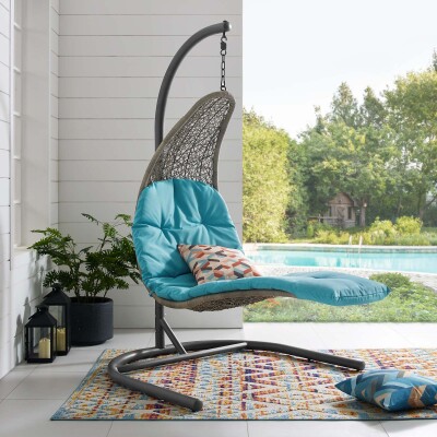 EEI-2952-LGR-TRQ Landscape Hanging Chaise Lounge Outdoor Patio Swing Chair