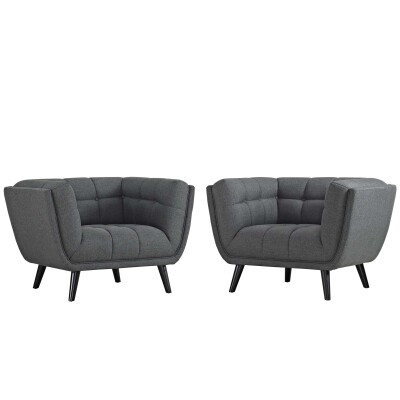 EEI-2982-GRY-SET Bestow 2 Piece Upholstered Fabric Armchair Set Gray