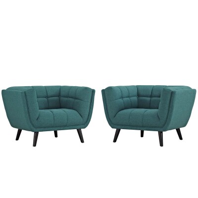 EEI-2982-TEA-SET Bestow 2 Piece Upholstered Fabric Armchair Set Teal