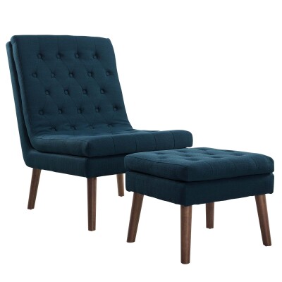 EEI-2988-AZU Modify Upholstered Lounge Chair and Ottoman Azure