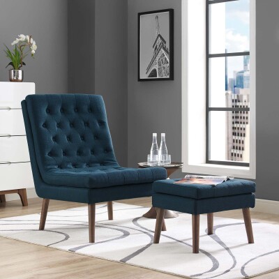 EEI-2988-AZU Modify Upholstered Lounge Chair and Ottoman Azure