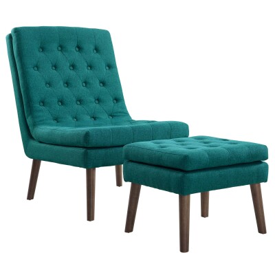 EEI-2988-TEA Modify Upholstered Lounge Chair and Ottoman Teal