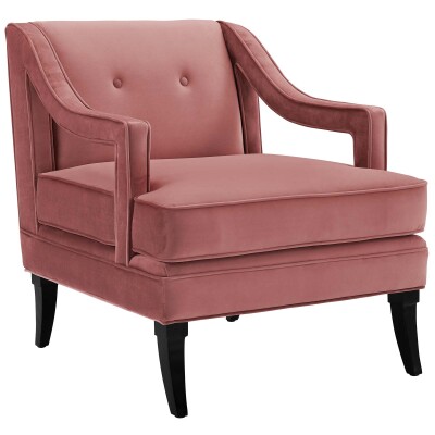 EEI-2996-DUS Concur Button Tufted Upholstered Velvet Armchair Dusty Rose