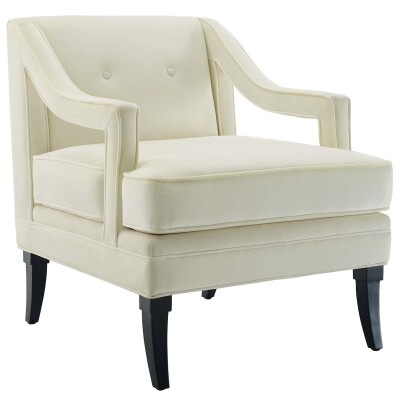 EEI-2996-IVO Concur Button Tufted Upholstered Velvet Armchair Ivory