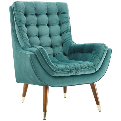 EEI-3001-TEA Suggest Button Tufted Upholstered Velvet Lounge Chair Teal