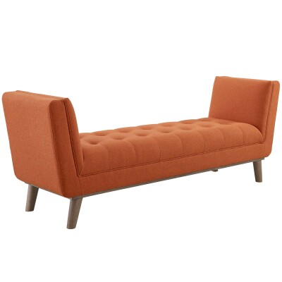 EEI-3002-ORA Haven Tufted Button Upholstered Fabric Accent Bench Orange