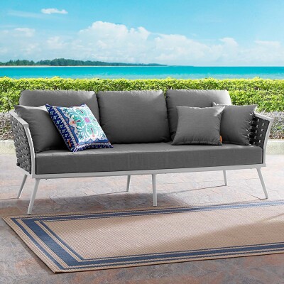 EEI-3020-WHI-GRY Stance Outdoor Patio Aluminum Sofa