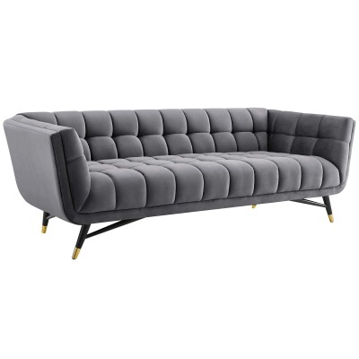 EEI-3059-GRY Adept Upholstered Velvet Sofa Gray