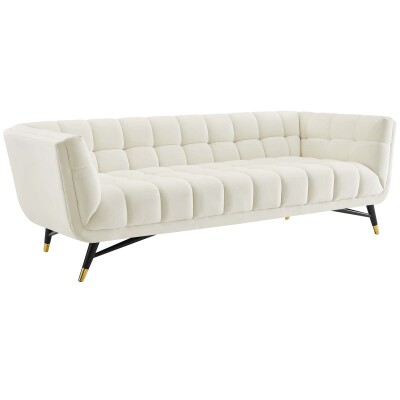 EEI-3059-IVO Adept Upholstered Velvet Sofa Ivory