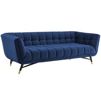 EEI-3059-MID Adept Upholstered Velvet Sofa Midnight Blue