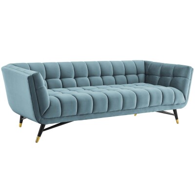 EEI-3059-SEA Adept Upholstered Velvet Sofa Sea Blue