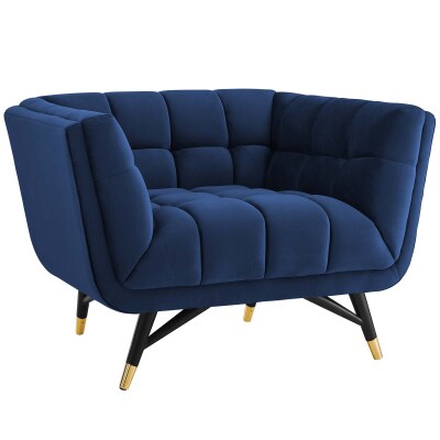 EEI-3060-MID Adept Upholstered Velvet Armchair Midnight Blue