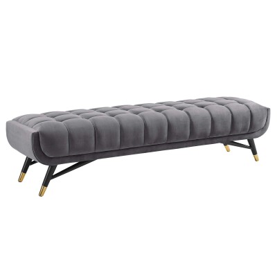 EEI-3061-GRY Adept Upholstered Velvet Bench Gray