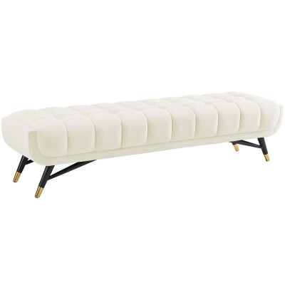 EEI-3061-IVO Adept Upholstered Velvet Bench Ivory