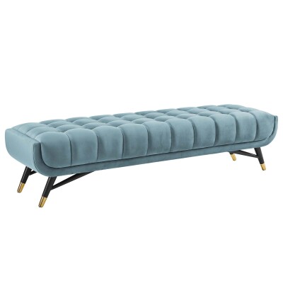 EEI-3061-SEA Adept Upholstered Velvet Bench Sea Blue