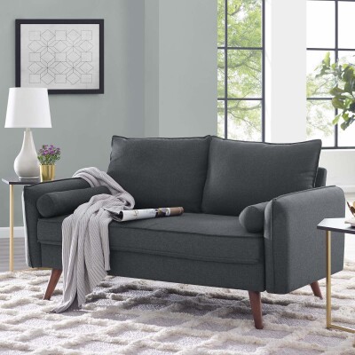 EEI-3091-GRY Revive Upholstered Fabric Loveseat Gray