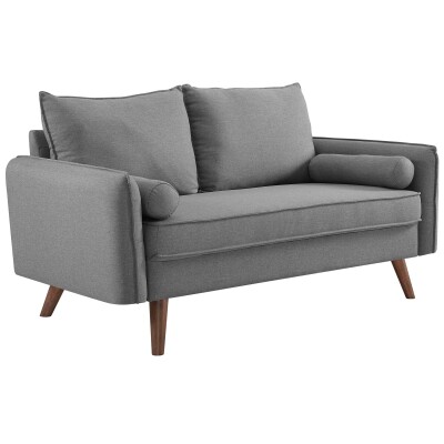 EEI-3091-LGR Revive Upholstered Fabric Loveseat Light Gray