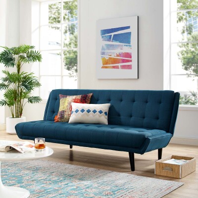 EEI-3093-AZU Glance Tufted Convertible Fabric Sofa Bed Azure