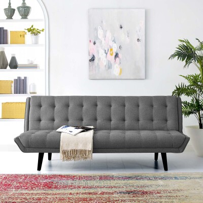 EEI-3093-GRY Glance Tufted Convertible Fabric Sofa Bed Gray