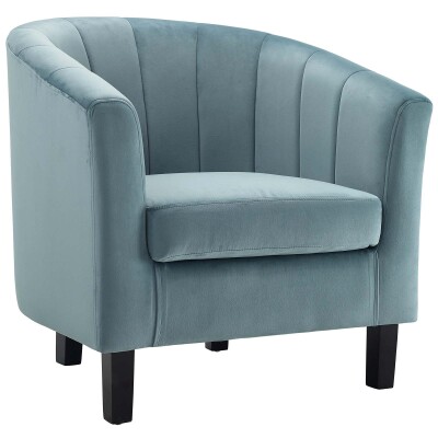 EEI-3188-LBU Prospect Channel Tufted Upholstered Velvet Armchair Light Blue