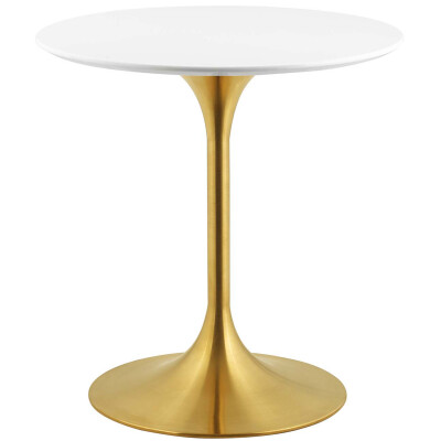 EEI-3208-GLD-WHI Lippa 28" Round Wood Dining Table Gold White