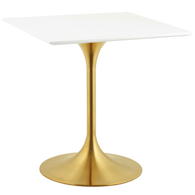 EEI-3211-GLD-WHI Lippa 28" Square Wood Top Dining Table Gold White