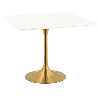 EEI-3212-GLD-WHI Lippa 36" Square Wood Top Dining Table Gold White