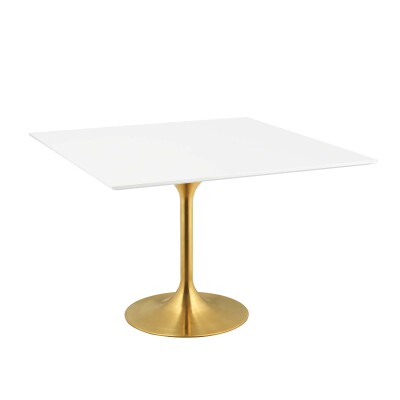 EEI-3230-GLD-WHI Lippa 47" Square Wood Top Dining Table Gold White