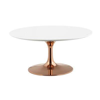EEI-3253-ROS-WHI Lippa 36" Round Coffee Table with Rose Gold Base