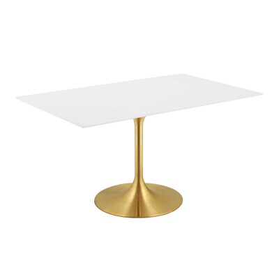 EEI-3256-GLD-WHI Lippa 60" Rectangle Wood Dining Table Gold White