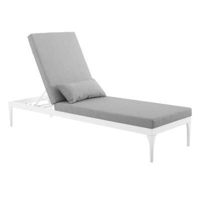 EEI-3301-WHI-GRY Perspective Cushion Outdoor Patio Chaise Lounge Chair