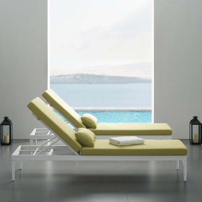 EEI-3301-WHI-PER Perspective Cushion Outdoor Patio Chaise Lounge Chair
