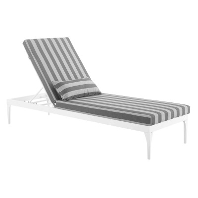 EEI-3301-WHI-STG Perspective Cushion Outdoor Patio Chaise Lounge Chair