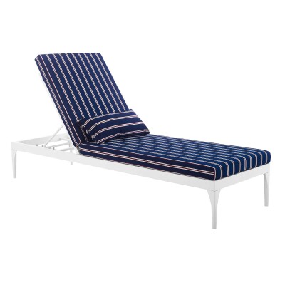 EEI-3301-WHI-STN Perspective Cushion Outdoor Patio Chaise Lounge Chair
